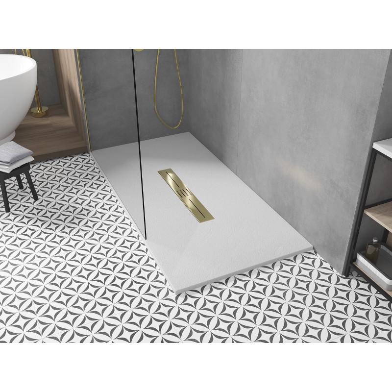 Mexen Toro rechteckige Duschwanne SMC 170 x 90 cm, weiß, goldene Abdeckung - 43109017-G