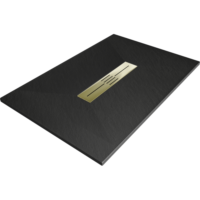 Mexen Toro rechteckige Duschwanne SMC 130 x 70 cm, schwarz, goldene Abdeckung - 43707013-G