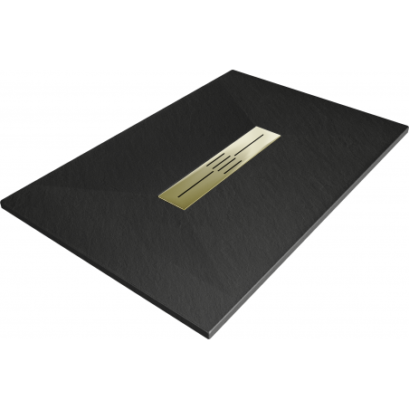 Mexen Toro rechteckige Duschwanne SMC 130 x 70 cm, schwarz, Abdeckung gold - 43707013-G