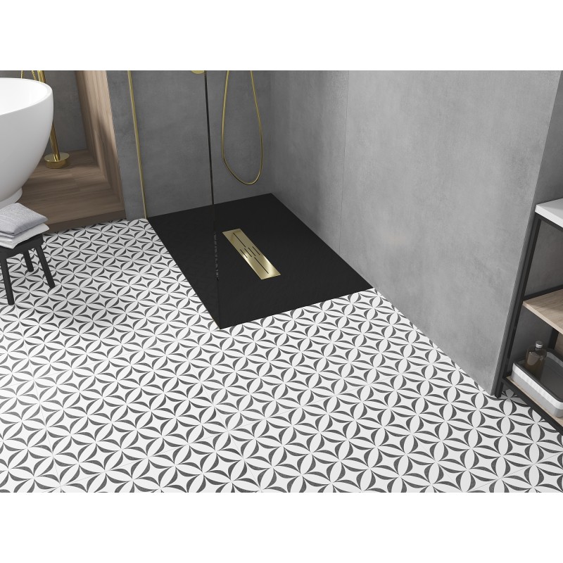 Mexen Toro rechteckige Duschwanne SMC 100 x 80 cm, schwarz, goldene Abdeckung - 43708010-G