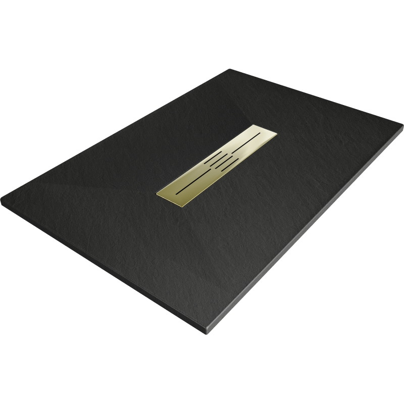 Mexen Toro Rechteckige SMC-Duschwanne 120 x 80 cm, schwarz, goldene Abdeckung - 43708012-G