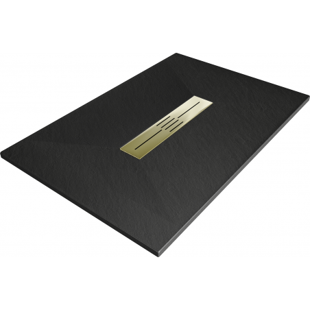 Mexen Toro rechteckige Duschwanne SMC 130 x 80 cm, schwarz, goldene Abdeckung - 43708013-G