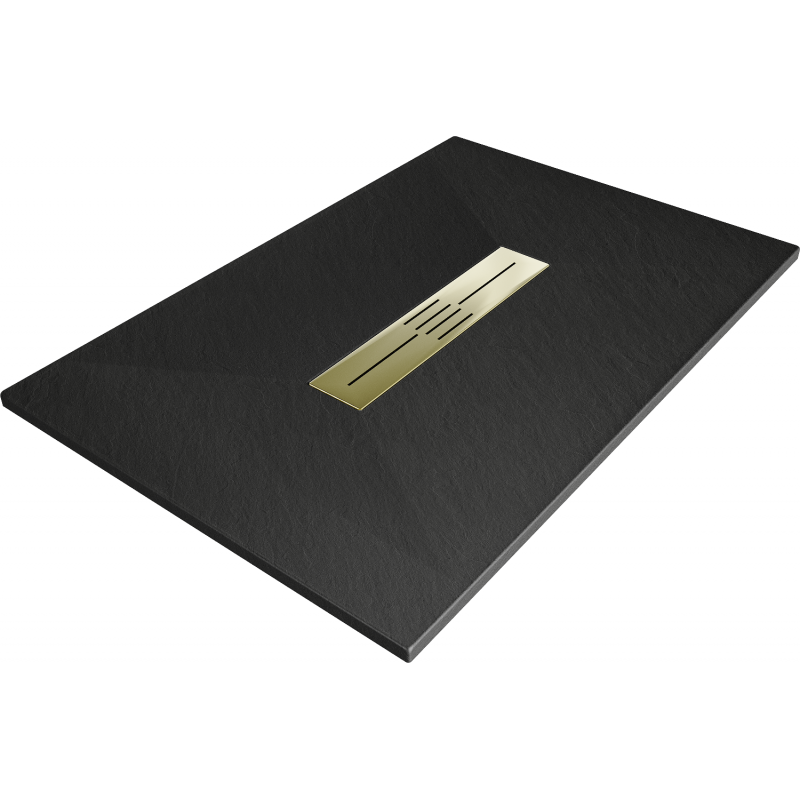 Mexen Toro rechteckige Duschwanne SMC 110 x 80 cm, schwarz, goldene Abdeckung - 43708011-G