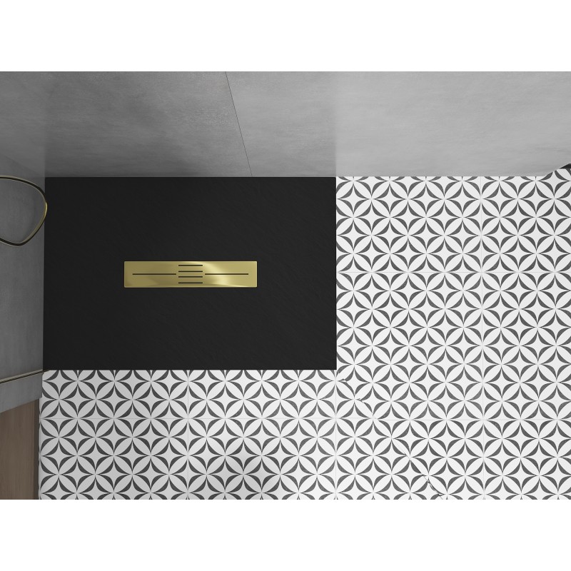 Mexen Toro rechteckige Duschwanne SMC 140 x 80 cm, schwarz, goldene Abdeckung - 43708014-G