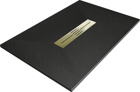 Mexen Toro rechteckige Duschwanne SMC 100 x 90 cm, schwarz, goldene Abdeckung - 43709010-G