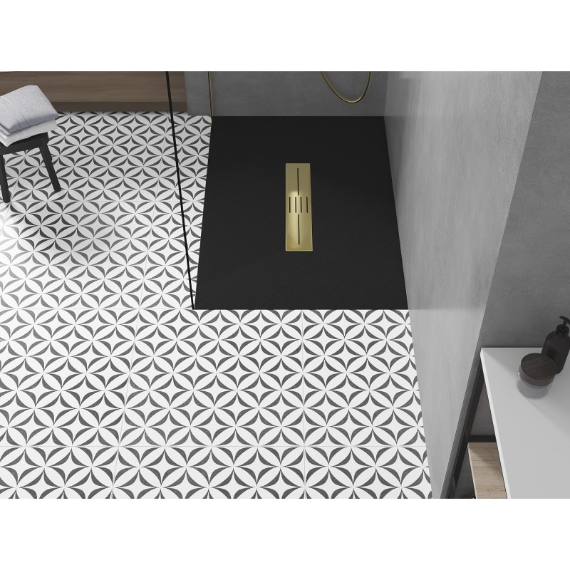 Mexen Toro rechteckige Duschtasse SMC 120 x 90 cm, schwarz, Abdeckung gold - 43709012-G