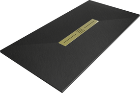 Mexen Toro rechteckige Duschwanne SMC 160 x 70 cm, schwarz, goldene Abdeckung - 43707016-G