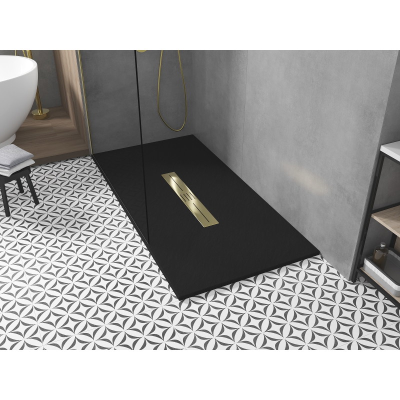 Mexen Toro Rechteckige Duschwanne SMC 150 x 70 cm, schwarz, Goldabdeckung - 43707015-G