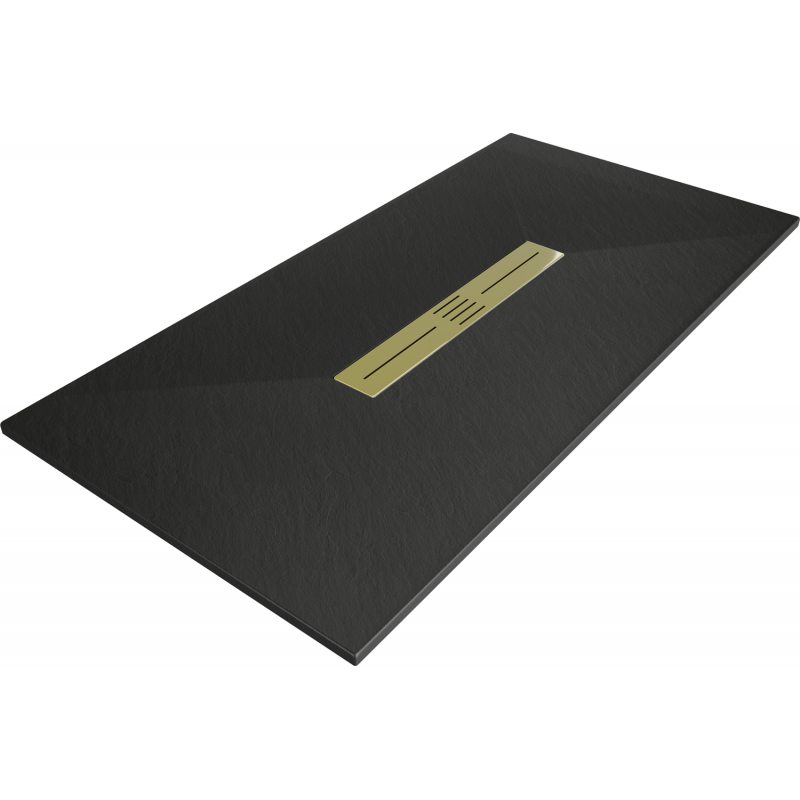 Mexen Toro rechteckige Duschwanne SMC 200 x 70 cm, schwarz, mit goldenem Abdeckrahmen - 43707020-G