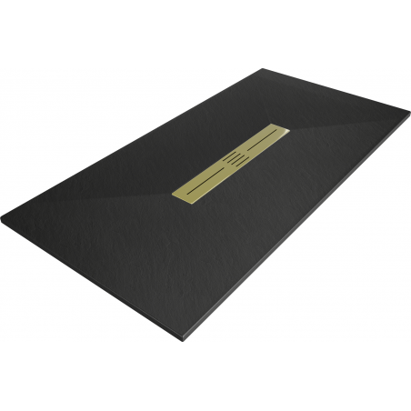 Mexen Toro rechteckige Duschwanne SMC 150 x 80 cm, schwarz, Abdeckung gold - 43708015-G
