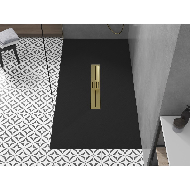 Mexen Toro Rechteckige SMC-Duschwanne 170 x 80 cm, schwarz, goldene Abdeckung - 43708017-G