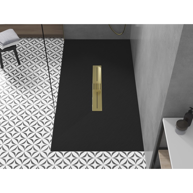 Mexen Toro rechteckige SMC-Duschwanne 200 x 80 cm, schwarz, Abdeckung in Gold - 43708020-G