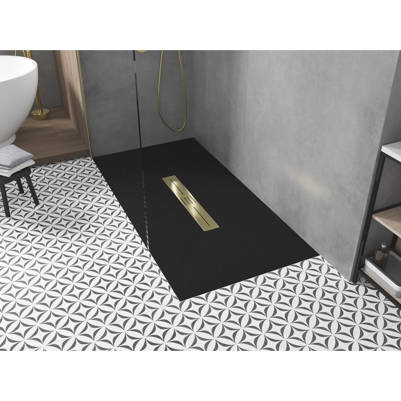 Mexen Toro rechteckige Duschwanne SMC 160 x 80 cm, schwarz, Abdeckung gold - 43708016-G