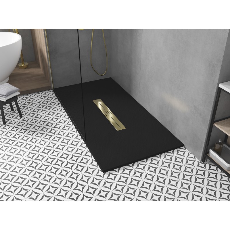 Mexen Toro rechteckige Duschwanne SMC 180 x 80 cm, schwarz, goldene Abdeckung - 43708018-G