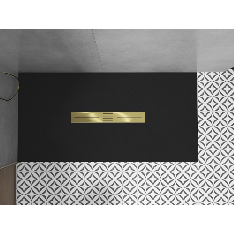 Mexen Toro rechteckige Duschwanne SMC 160 x 90 cm, schwarz, Abdeckplatte gold - 43709016-G