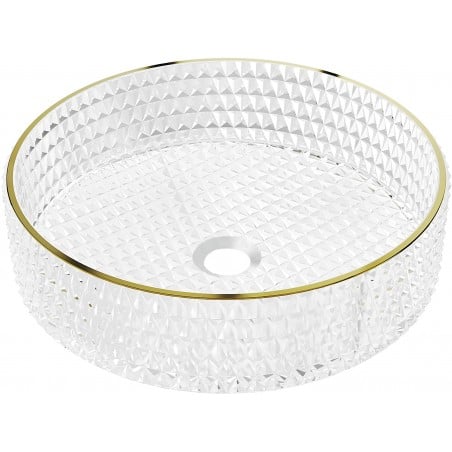 Mexen Aura Glas-Waschbecken zur Tischmontage 39 x 39 cm, transparent/gold - 24013905
