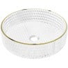 Mexen Aura Glas-Waschbecken zur Tischmontage 39 x 39 cm, transparent/gold - 24013905