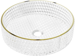Mexen Aura Glas-Waschbecken zur Tischmontage 39 x 39 cm, transparent/gold - 24013905