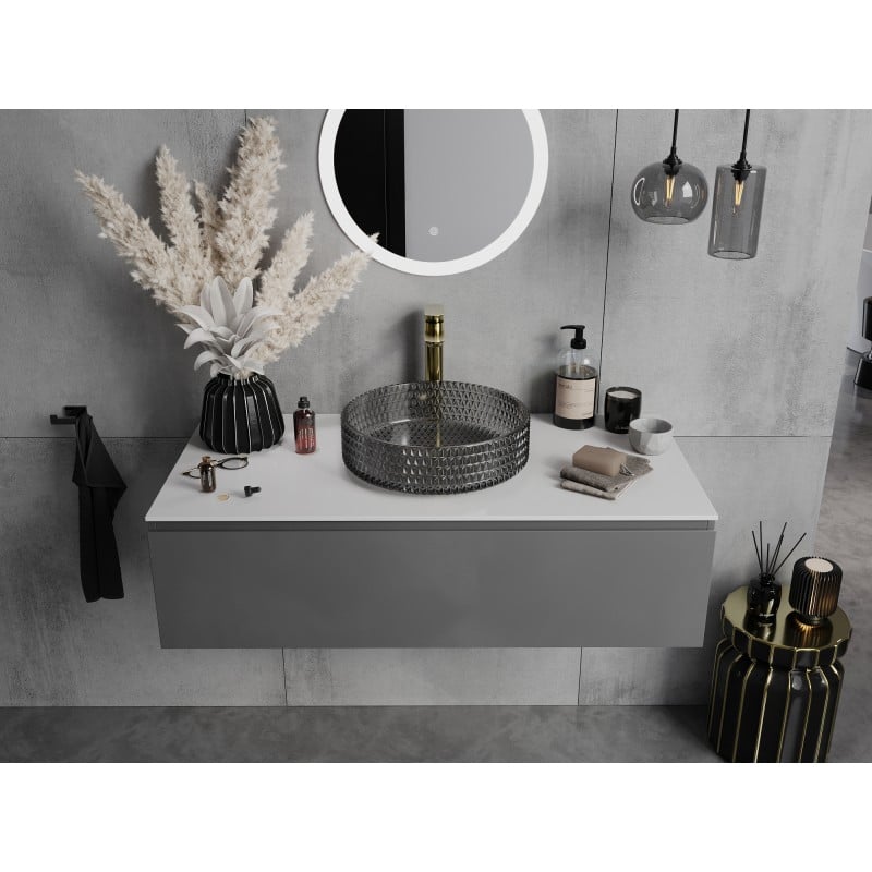Mexen Aura Glaswaschbecken Aufsatzwaschbecken 39 x 39 cm, schwarz - 24013970