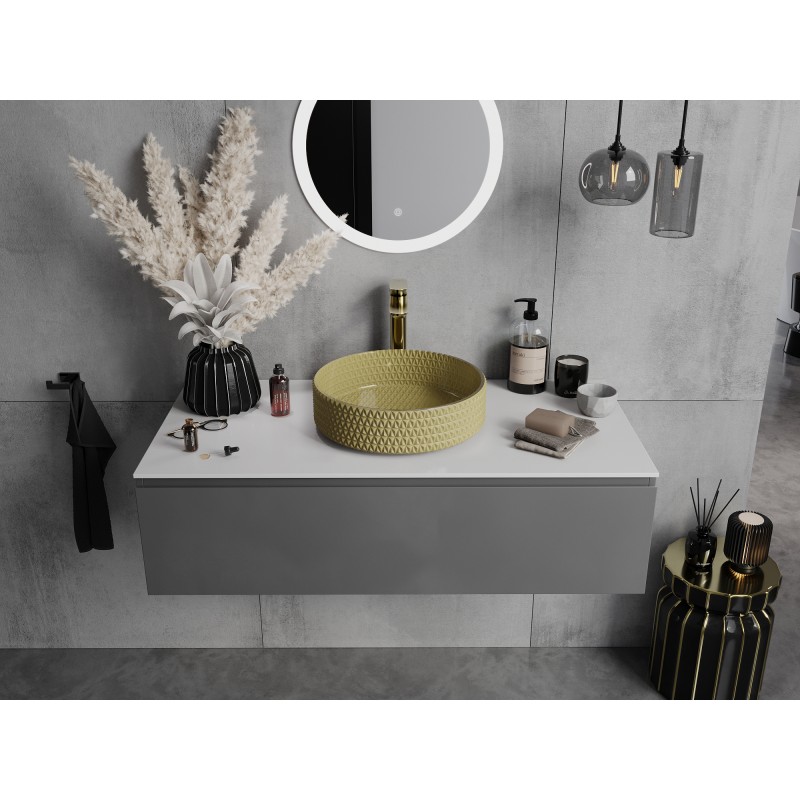 Mexen Aura Glaswaschbecken auf der Arbeitsplatte 39 x 39 cm, gold - 24013950