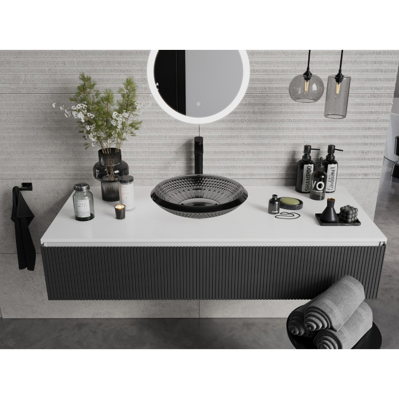 Mexen Heba schwarzes Glas-Waschtischbecken 45 x 45 cm - 24064570