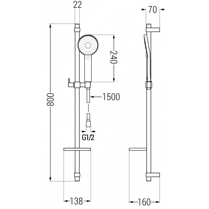 Mexen Alfa DQ40 Duschset, gold - 745704DQ40-50