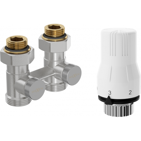 Mexen G02 thermostatisches Doppelleitungsset DN50, gerade 1/2"x3/4", Nickel - W912-012-928-01
