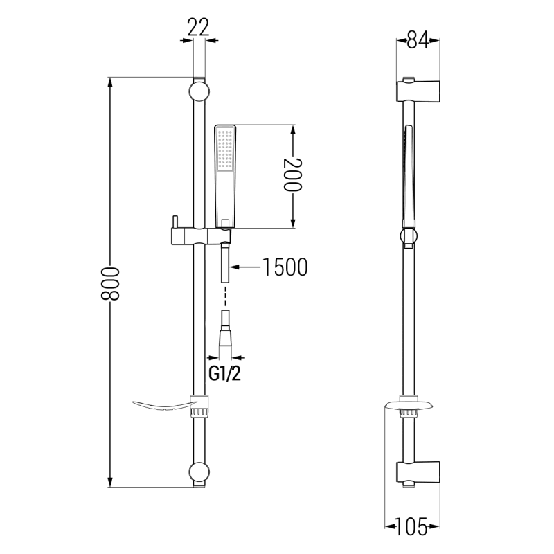 Mexen Alfa DF72 Duschset, schwarz - 745704DF72-70