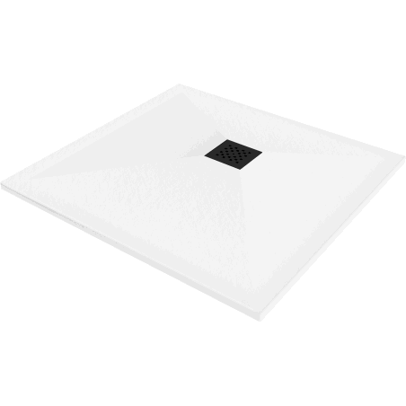 Mexen Stone+ quadratische Duschwanne aus Verbundstoff 70 x 70 cm, weiß, schwarze Abdeckung - 44107070-B