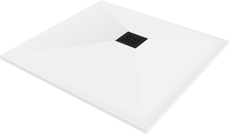 Mexen Stone+ quadratische Duschwanne aus Verbundstoff 70 x 70 cm, weiß, schwarze Abdeckung - 44107070-B