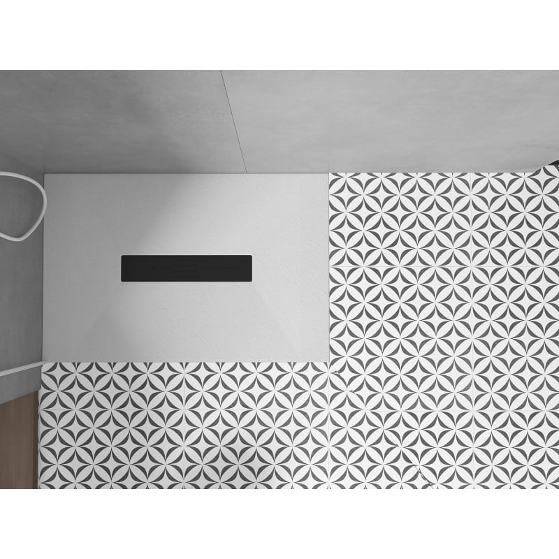 Mexen Toro rechteckige Duschwanne SMC 130 x 80 cm, weiß, schwarze Abdeckung - 43108013-B
