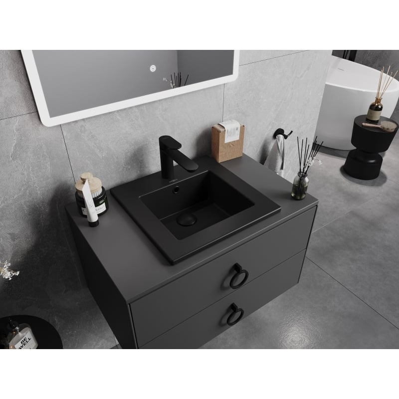 Mexen Atena eingelassene Waschbecken in die Arbeitsplatte 41 x 41 cm, schwarz matt - 25014170