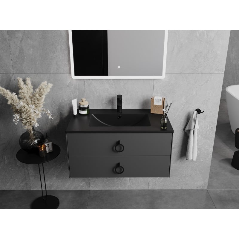 Mexen Atena Einbauwaschbecken in die Arbeitsplatte 81 x 46 cm, schwarz matt - 25018070