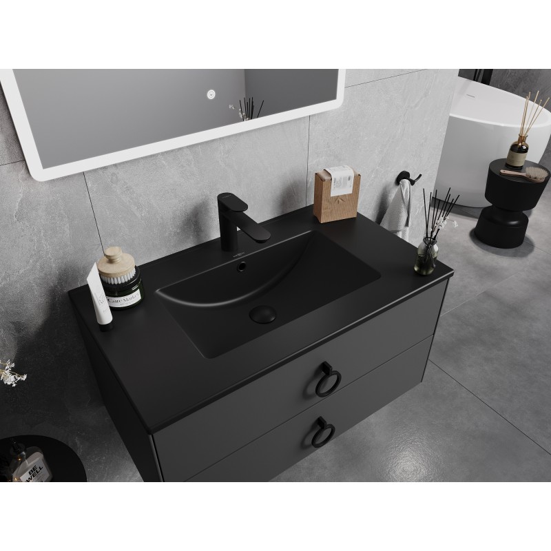 Mexen Atena Einbauwaschbecken in die Arbeitsplatte 81 x 46 cm, schwarz matt - 25018070