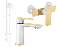 Mexen Alfa DQ40 Duschset, Weiß/Gold - 745704DQ40-25