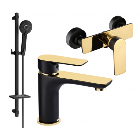 Mexen Alfa DQ40 Duschset, schwarz/gold - 745704DQ40-75