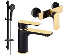 Mexen Alfa DQ40 Duschset, schwarz/gold - 745704DQ40-75
