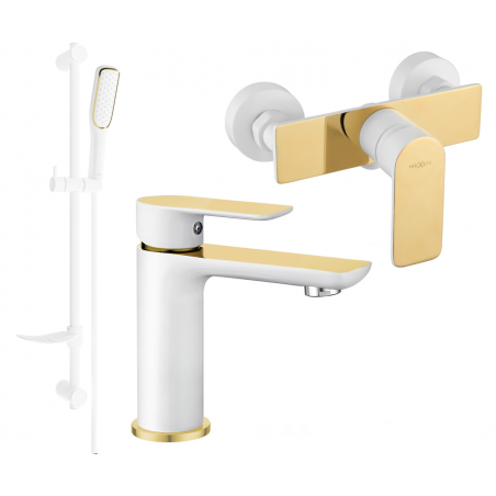 Mexen Alfa DF49 Duschset, weiß/gold - 745704DF49-25