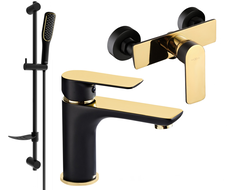 Mexen Alfa DF49 Duschset, schwarz/gold - 745704DF49-75