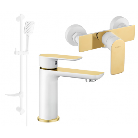 Mexen Alfa DF62 Duschset, Weiß/Gold - 745704DF62-25
