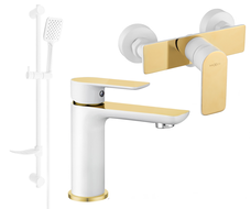 Mexen Alfa DF62 Duschset, Weiß/Gold - 745704DF62-25