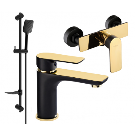 Mexen Alfa DF62 Duschset, schwarz/gold - 745704DF62-75