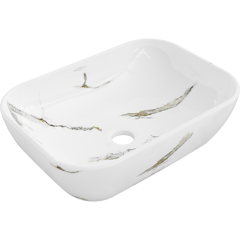 Mexen Rita Aufsatzwaschbecken 45 x 32 cm, weißer Stein - 21084581