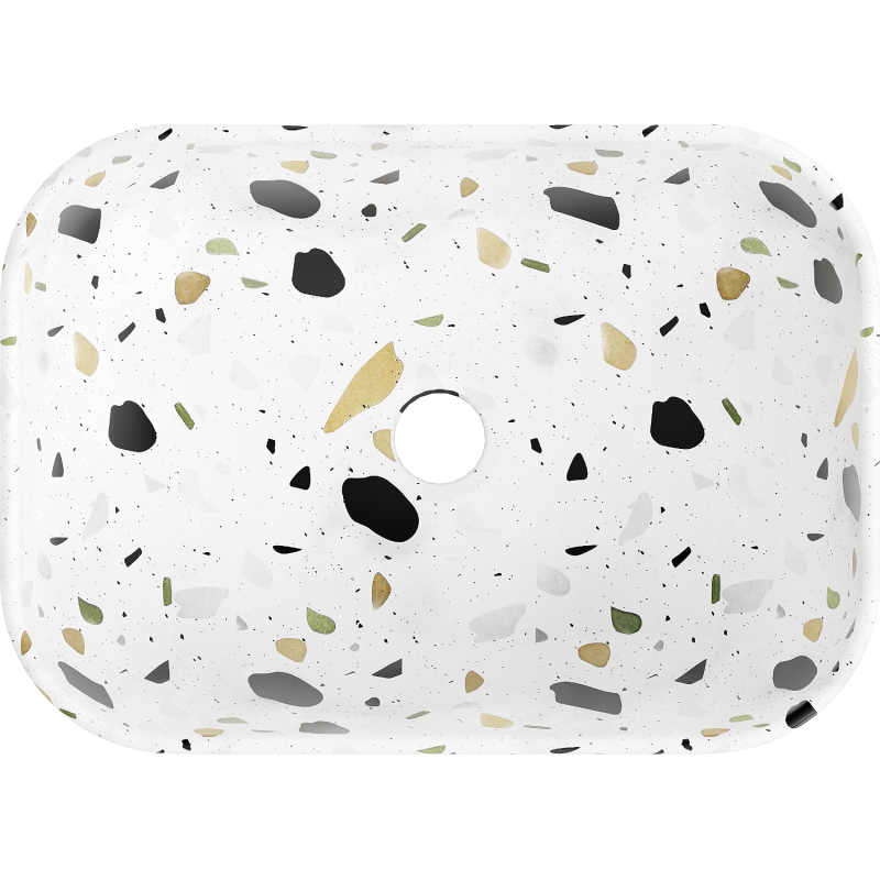 Mexen Rita Aufsatzwaschbecken 45 x 32 cm, weißer Terrazzo-Stein - 21084587