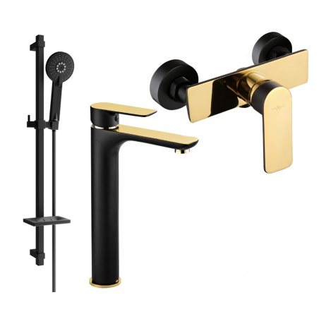 Mexen Alfa DQ40 Duschset, schwarz/gold - 745714DQ40-75