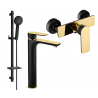 Mexen Alfa DQ40 Duschset, schwarz/gold - 745714DQ40-75