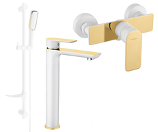 Mexen Alfa DF49 Duschset, weiß/gold - 745714DF49-25