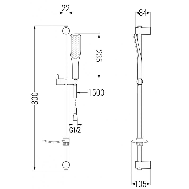 Mexen Alfa DF49 Duschset, weiß/gold - 745714DF49-25