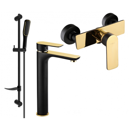 Mexen Alfa DF49 Duschset, Schwarz/Gold - 745714DF49-75