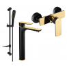 Mexen Alfa DF49 Duschset, Schwarz/Gold - 745714DF49-75